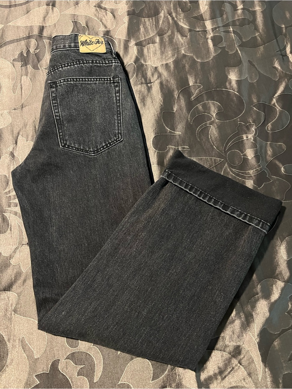 White Fox Boutique Always Be Yourself Low Rise Wide Leg Jeans Black Acid Wash XS